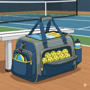 Große Sporttasche mit speziellem Netzfach für pickleball bälle mit tasche zum Aufbewahren von Zubehör