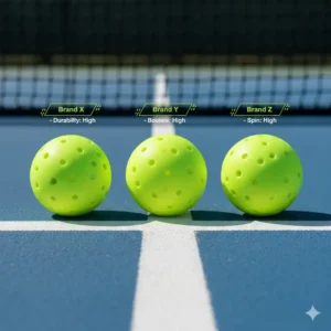 Eine visuelle Gegenüberstellung von verschiedenen Marken der besten Outdoor-Pickleball-Bälle im Test.