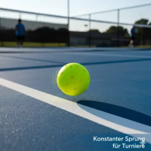 Gelber pickleball bälle für turniere mit konstantem Absprung auf dem blauen Court