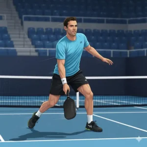 Die Beinarbeit eines Pickleball Schläger Profi Spieler im Spiel.
