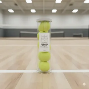 Ein Rohr mit mehreren neuen Pickleball-Bällen für den Innenbereich, die zum Kauf bereit sind. Eine typische Verpackung für diejenigen, die pickleball bälle indoor kaufen möchten.