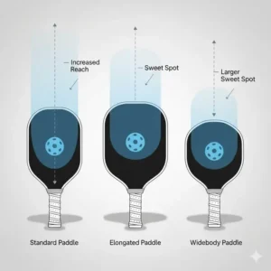 Grafik, die verschiedene Pickleball Schläger Formen vergleicht, die im Pickleball Schläger Test 2025 untersucht wurden.