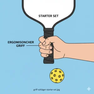 Detailansicht des bequemen griffs vom pickleball bälle starter set schläger.