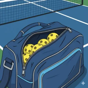 Detailaufnahme der robusten pickleball bälle mit tasche für eine lange Lebensdauer