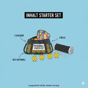 Alle komponenten des pickleball bälle starter set übersichtlich präsentiert.