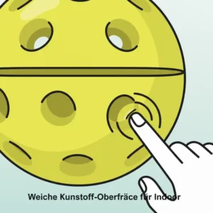 Detailansicht des weichen Kunststoff-Materials der Pickleball Bälle weiche Oberfläche zur Betonung der Beschaffenheit.