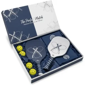 Ein attraktiv verpacktes Pickleball-Geschenk-Set, perfekt für Paare oder Freunde.