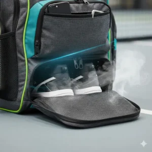 Belüftetes, separates Schuhfach in der Pickleball Tasche gegen Gerüche