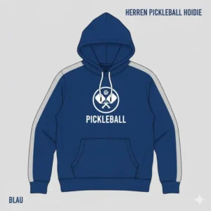 Pickleball hoodie herren kaufen: Blauer Hoodie mit großem Logo auf der Brust.