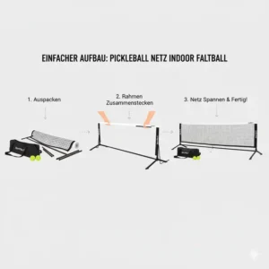 Einfacher aufbau des pickleball netz indoor faltbar systems.