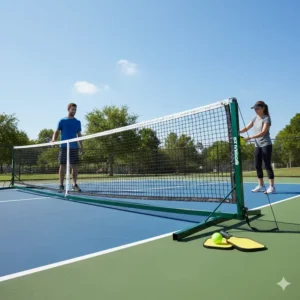 Tragbares System des pickleball netz outdoor wetterfest in der Tragetasche.