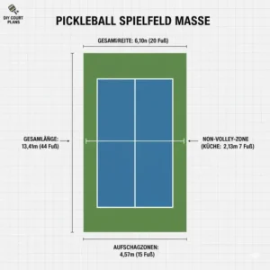 Korrekte Maße, um einen pickleball platz selber bauen zu können.