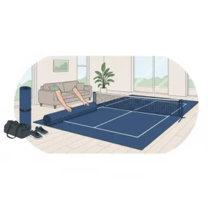 Rollbarer, einfach zu verstauender pickleball teppich indoor amazon mit robusten Linien.