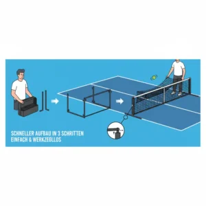 Schneller und einfacher Aufbau vom pickleball netz tragbar kaufen in wenigen Minuten.