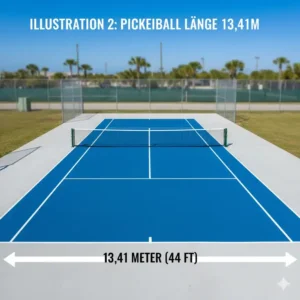 Die pickleball court dimensions deutsch (Länge): Das Spielfeld misst 13,41 Meter von Baseline zu Baseline.