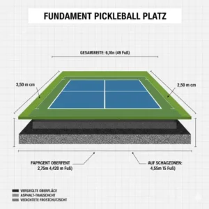 Fundament und Untergrund für den pickleball platz selber bauen mit Beton.