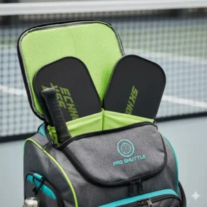 Isoliertes Hauptfach in der Pickleball Tasche für 2-4 Schläger neben dem Schuhfach