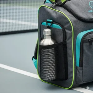Seitlicher Netzhalt in der Pickleball Tasche für Getränke, neben dem Schuhfach