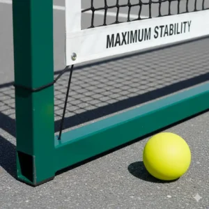 Stabiler Metallrahmen und Standfüße vom pickleball netz outdoor wetterfest.