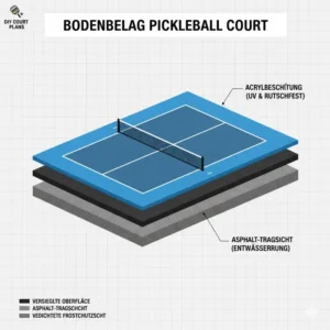 Acrylbeschichtung als idealen Boden für den pickleball platz selber bauen auftragen.