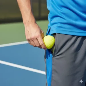 Detail der praktischen Taschen an den Shorts, perfekt um Bälle während des Spiels zu verstauen. Ein Muss im Pickleball Kleidung Set Herren.