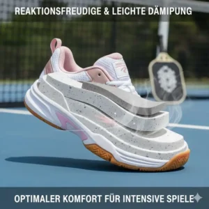 Schnittansicht der reaktionsschnellen Dämpfung (EVA-Zwischensohle) in pickleball schuhe damen leicht für Gelenkschutz.