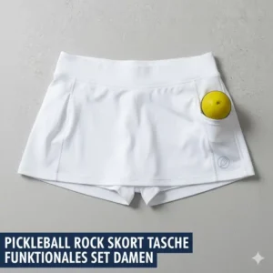 Funktionaler Skort, Teil des Pickleball Kleidung Set Damen, mit praktischer Balltasche integriert.