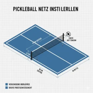 Netz korrekt installieren, um den pickleball platz selber bauen abzuschließen.