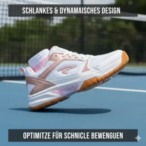 Sportliche Seitansicht der pickleball schuhe damen leicht, die das schlanke, dynamische Design hervorhebt.