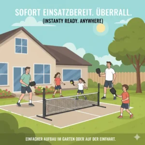 Pickleball netz tragbar kaufen und sofort im Garten oder auf der Einfahrt spielen.
