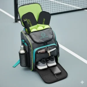 Vollständig gepackte Pickleball Tasche mit Schuhfach, inklusive Bällen und Schuhen