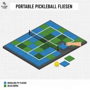 Modulare Fliesen als einfache Lösung, um einen pickleball platz selber bauen zu können.
