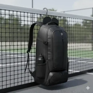 Praktischer Zaunhaken der Pickleball Tasche Rucksack Herren zum Aufhängen am Spielfeld.