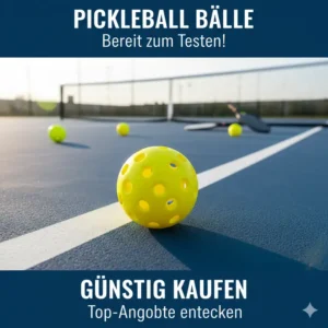 Pickleball Bälle günstige Angebote liegen auf dem blauen Court, bereit zum Testen.