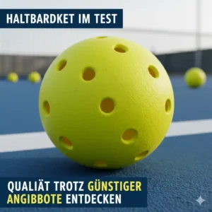 Nahaufnahme eines langlebigen Pickleball Bälle günstige Angebote, Fokus auf die Textur.