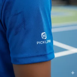 Nahaufnahme des Pflegeetiketts am pickleball t-shirt herren atmungsaktiv.