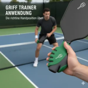 Spieler nutzt Pickleball Griff Trainer kaufen und übt die richtige Handposition.