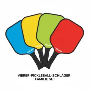 Vier hochwertige Schläger aus dem Pickleball Familie Set Komplett.