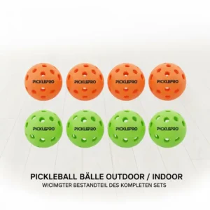 Die langlebigen Bälle des Pickleball Familie Set Komplett für Indoor und Outdoor.