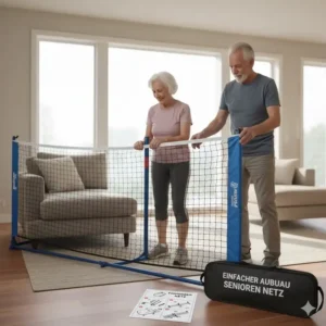 Das Pickleball Set Senioren Einfach beinhaltet ein tragbares Netz für schnellen Aufbau.