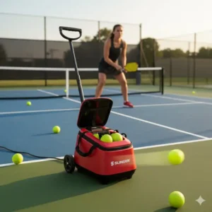 Die Slinger Bag als günstige und portable pickleball ballmaschine test Option für Anfänger.