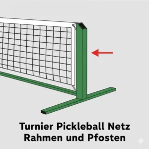 Nahaufnahme eines robusten Rahmens und der Pfosten, die den pickleball netz turnier standard stützen.