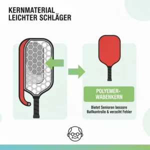 Wabenstruktur des Polymerkerns eines Pickleball Schläger Senioren Leicht, der bessere Kontrolle bietet.
