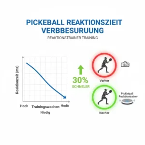Eine Grafik visualisiert die verbesserte Reaktionszeit durch den pickleball reaktions trainer im wöchentlichen Vergleich.
