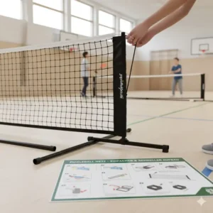 Mobiles Pickleball-Netz aus dem Pickleball Schulsport Set kaufen mit einfacher und schneller Aufbauanleitung für den Sportunterricht.