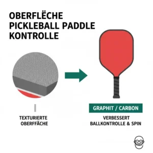 Texturierte Oberfläche (Graphit/Carbon) eines Pickleball Schläger Senioren Leicht zur Verbesserung der Ballkontrolle und des Spins.
