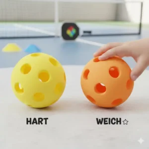Vergleichsbild: Harte vs. weiche Pickleball Bälle für Kinder.