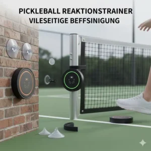 Verschiedene flexible Befestigungsoptionen des pickleball reaktions trainer für unterschiedliche Trainingsflächen.