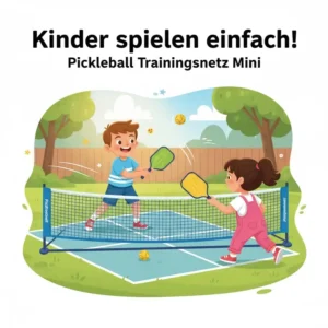 Kinder haben Spaß beim Spielen mit dem sicheren und kompakten Pickleball Trainingsnetz Mini im Garten
