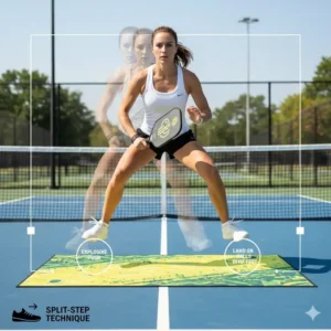 Schritt-für-Schritt-Anleitung zur korrekten Ausführung des Split-Steps mit dem pickleball fußarbeit trainer.